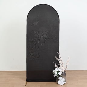 Balsa Circle 6 ft Black Fitted Matte Spandex Round Top Wedding Arch Backdrop Stand Cover Party Events Decorations