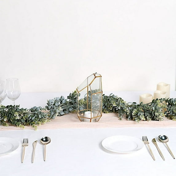 BalsaCircle 6 ft Frosted Green Artificial Eucalyptus Leaves Faux Vine Greenery Garland Party events Decorations