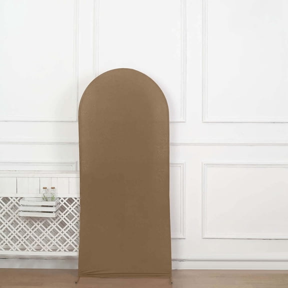 Balsa Circle 6 ft Taupe Fitted Matte Spandex Round Top Wedding Arch Backdrop Stand Cover Party Events Decorations