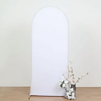 Balsa Circle 6 ft White Fitted Matte Spandex Round Top Wedding Arch Backdrop Stand Cover Party Events Decorations