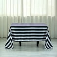 thumbnail image 1 of BalsaCircle 60" x 102" Black White Satin Stripes Rectangle Tablecloth Dining Linens, 1 of 6