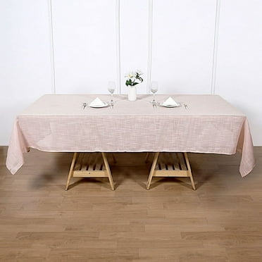 BalsaCircle 60" x 102" Blush Rectangular Premium Polyester Faux Burlap Tablecloth Reception