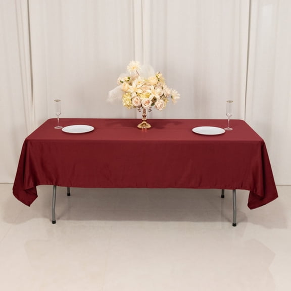 BalsaCircle 60" x 102"Burgundy Lamour Satin Rectangular Tablecloth Table Linen | 60x102" Washable Fabric Table Cloth Covers for Buffet Events Kitchen Dining Wedding Party Reception