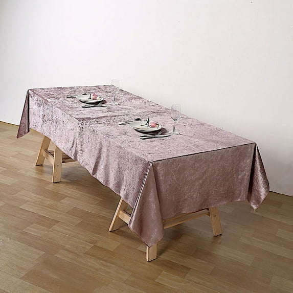 Balsa Circle 60" x 102" Dusty Rose Rectangular Velvet Tablecloth Table Linens