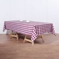 thumbnail image 1 of BalsaCircle 60" x 102" Gingham Checkered Polyester Tablecloth Burgundy and White, 1 of 9