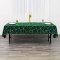 thumbnail image 1 of BalsaCircle 60" x 102" Hunter Green Gold Metallic Geometric Design Polyester Rectangle Tablecloth, 1 of 8