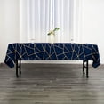 thumbnail image 1 of BalsaCircle 60" x 102" Navy Blue Gold Metallic Geometric Design Polyester Rectangle Tablecloth, 1 of 8