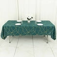 thumbnail image 1 of BalsaCircle 60" x 102" Peacock Teal Gold Metallic Geometric Design Polyester Rectangle Tablecloth, 1 of 8