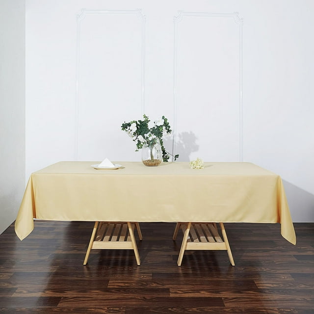 BalsaCircle 60 x 102" Polyester Rectangular Tablecloth - Champagne