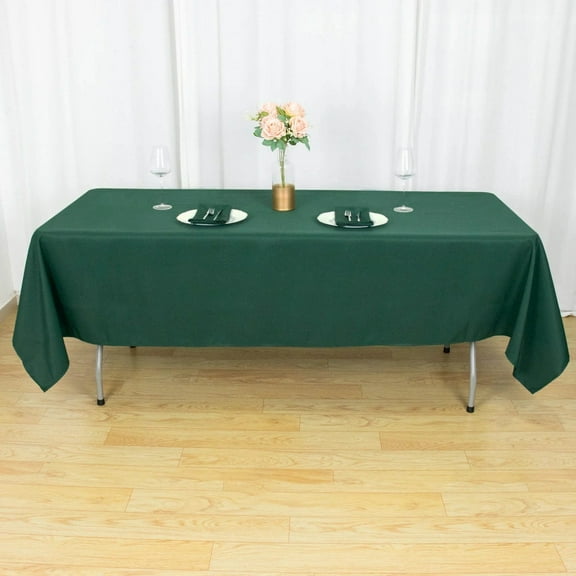 BalsaCircle 60" x 102" Premium Polyester Rectangular Tablecloth Table Linens Hunter Green