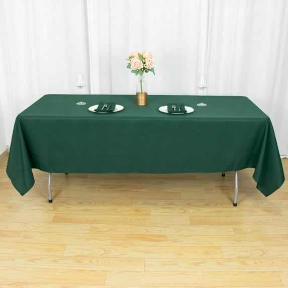 BalsaCircle 60" x 102" Premium Polyester Rectangular Tablecloth Table Linens Hunter Green
