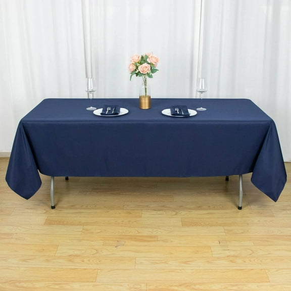 BalsaCircle 60" x 102" Premium Polyester Rectangular Tablecloth Table Linens Navy Blue
