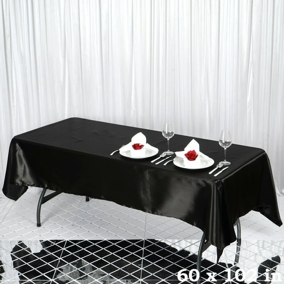 Balsa Circle 60" x 102" Satin Rectangular Tablecloth Black Table Linen