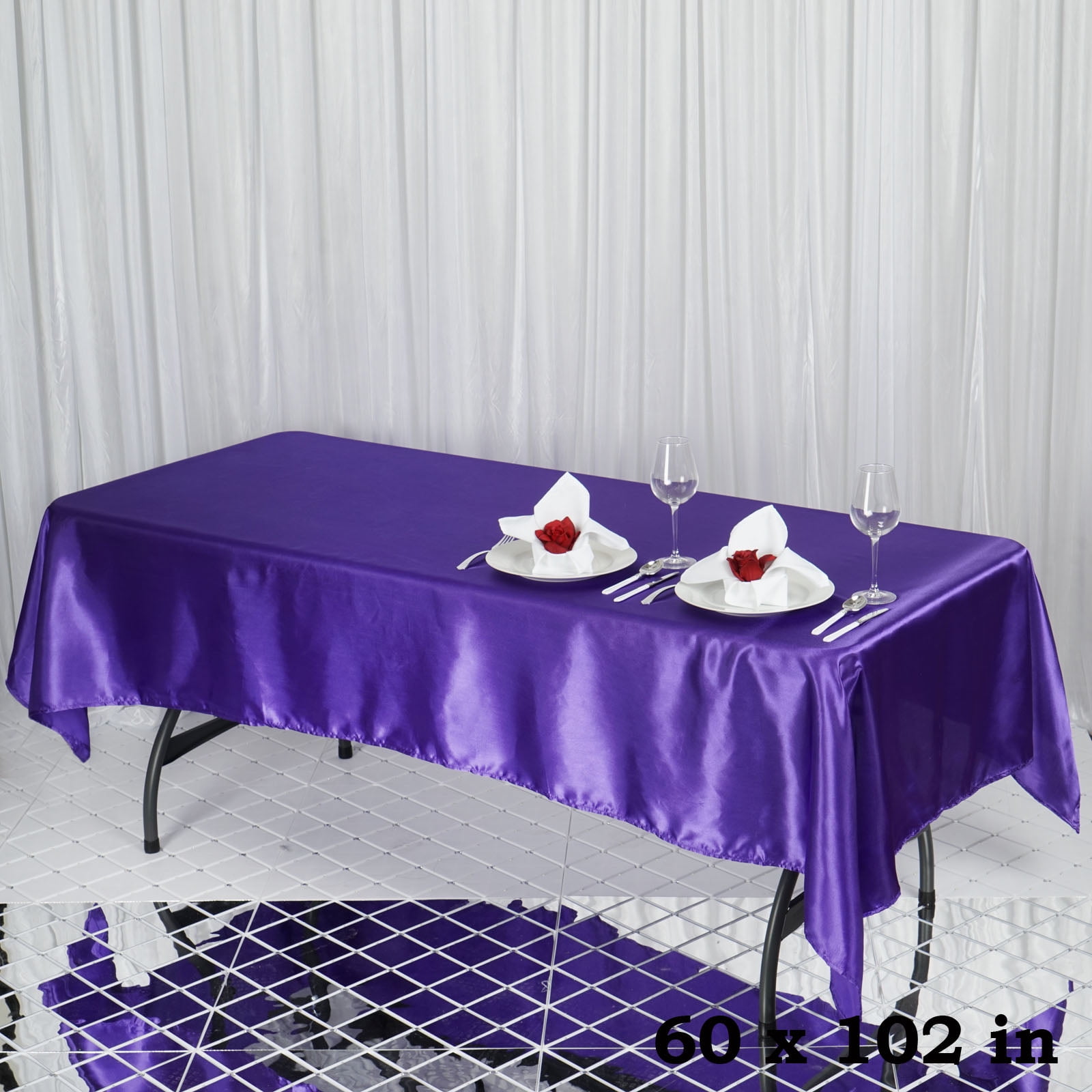 BalsaCircle 60" x 102" Satin Rectangular Tablecloth Purple Table Linen ...
