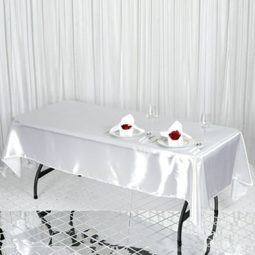 BalsaCircle 60" x 102" Satin Rectangular Tablecloth White Table Linen