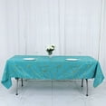 thumbnail image 1 of BalsaCircle 60" x 102" Teal Gold Metallic Geometric Design Polyester Rectangle Tablecloth, 1 of 8