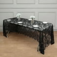 thumbnail image 1 of Balsa Circle 60" x 120" Black Floral Premium Lace Rectangle Tablecloth Catering, 1 of 7