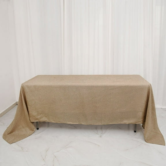 BalsaCircle 60" x 126" Natural Rectangular Faux Burlap Tablecloth Reception Catering