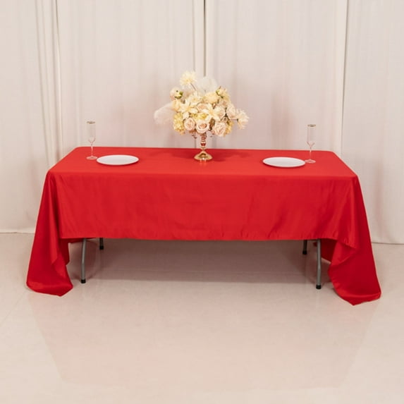 BalsaCircle 60" x 126" Red Lamour Satin Rectangular Tablecloth Table Linen | 60x126" Washable Fabric Table Cloth Covers for Buffet Events Kitchen Dining Wedding Party Reception