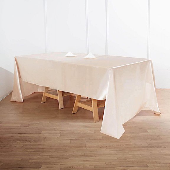 BalsaCircle 60" x 126" Satin Rectangular Tablecloth Beige Dining Table Linens