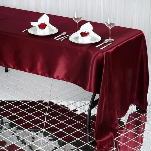 BalsaCircle 60" x 126" Satin Rectangular Tablecloth Burgundy Dining Table Linens