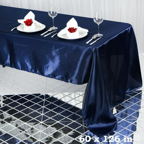 BalsaCircle 60" x 126" Satin Rectangular Tablecloth Navy Blue Dining Table Linens