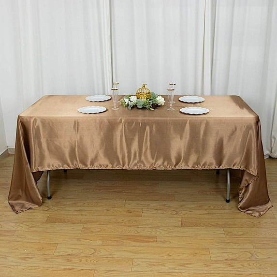BalsaCircle 60" x 126" Satin Rectangular Tablecloth Taupe