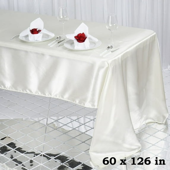 BalsaCircle 60" x 126" Satin Rectangular Tablecloth Ivory Dining Table Linens