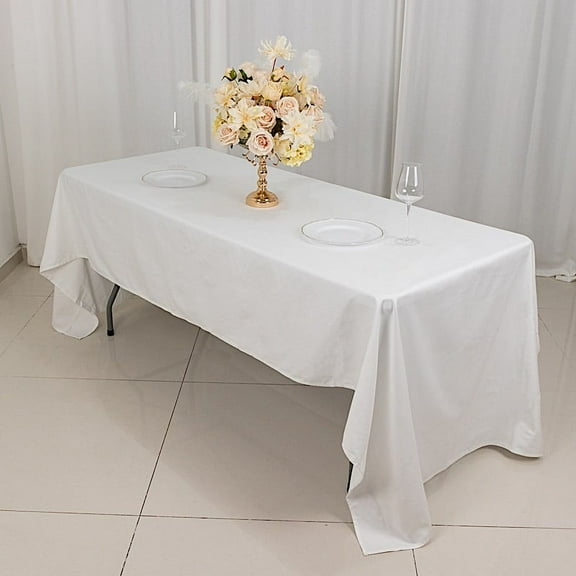 Balsa Circle 60" x 126" White Rectangular Cotton Tablecloth Party Wedding Reception Catering