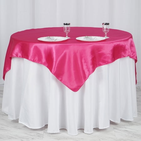 BalsaCircle 60" x 60" Fuchsia Square Satin Table Overlays Wedding Catering Linens Tablecloth