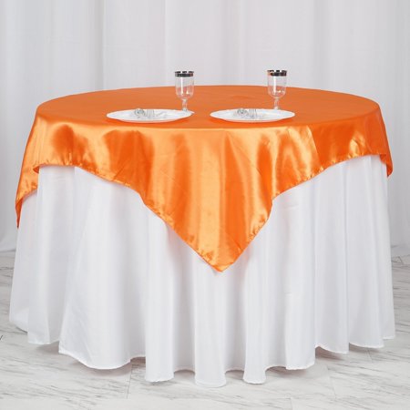 BalsaCircle 60" x 60" Orange Square Satin Table Overlays Wedding Catering Linens Tablecloth