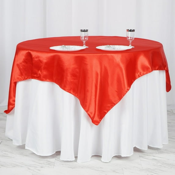 BalsaCircle 60" x 60" Red Square Satin Table Overlays Wedding Catering Linens Tablecloth