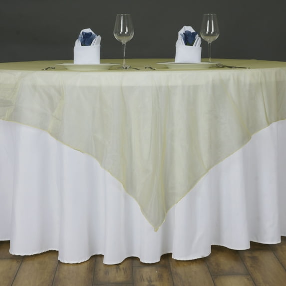 BalsaCircle 60" x 60" Yellow Sheer Organza Table Overlays Wedding Party Tablecloth