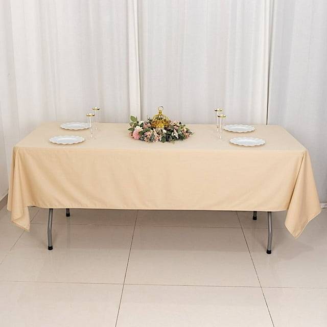 BalsaCircle 60x102 in Beige Scuba Polyester Rectangle Tablecloth Wedding Party Events Decorations Supplies