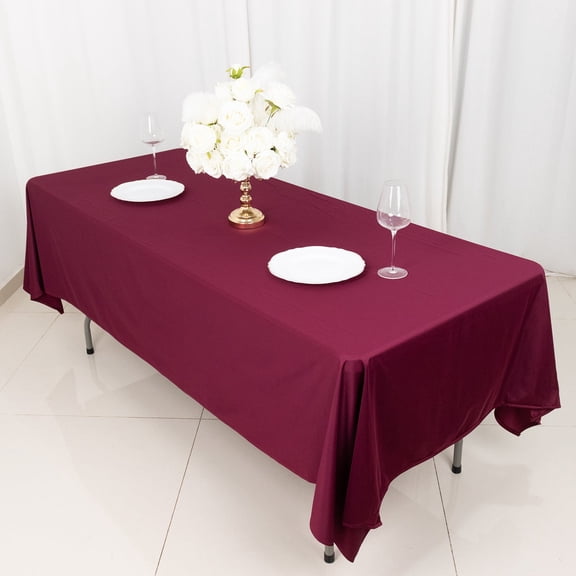 Balsa Circle 60x102 in Burgundy Scuba Polyester Rectangle Tablecloth Wedding Party Events Decorations Supplies