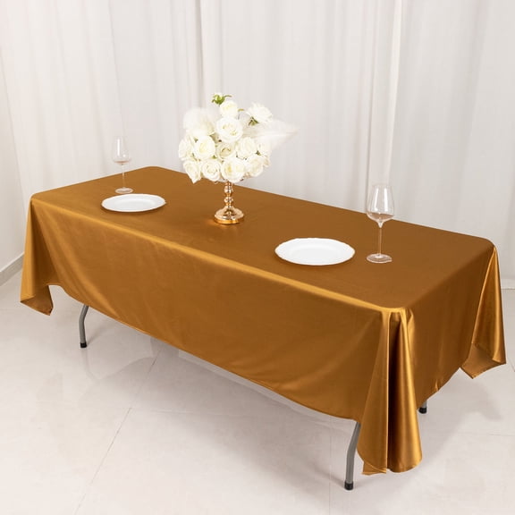 Balsa Circle 60x102 in Gold Scuba Polyester Rectangle Tablecloth Wedding Party Events Decorations Supplies