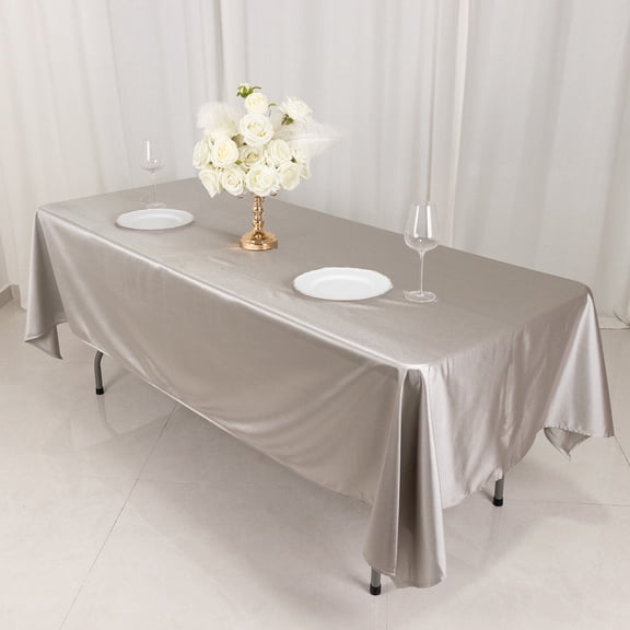 Balsa Circle 60x102 in Silver Scuba Polyester Rectangle Tablecloth Wedding Party Events Decorations Supplies