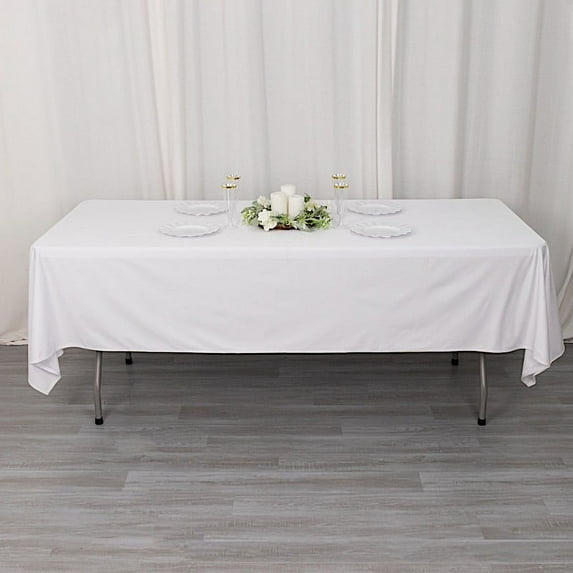Balsa Circle 60x102 in White Scuba Polyester Rectangle Tablecloth Wedding Party Events Decorations Supplies