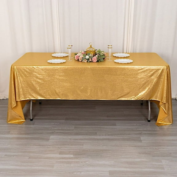 BalsaCircle 60x126 in Gold Sequin Dots Polyester Rectangle Tablecloth Party Events Reception Decorations Supplies