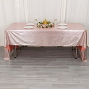 BalsaCircle 60x126 in Rose Gold Sequin Dots Polyester Rectangle Tablecloth Party Events Reception Decorations Supplies