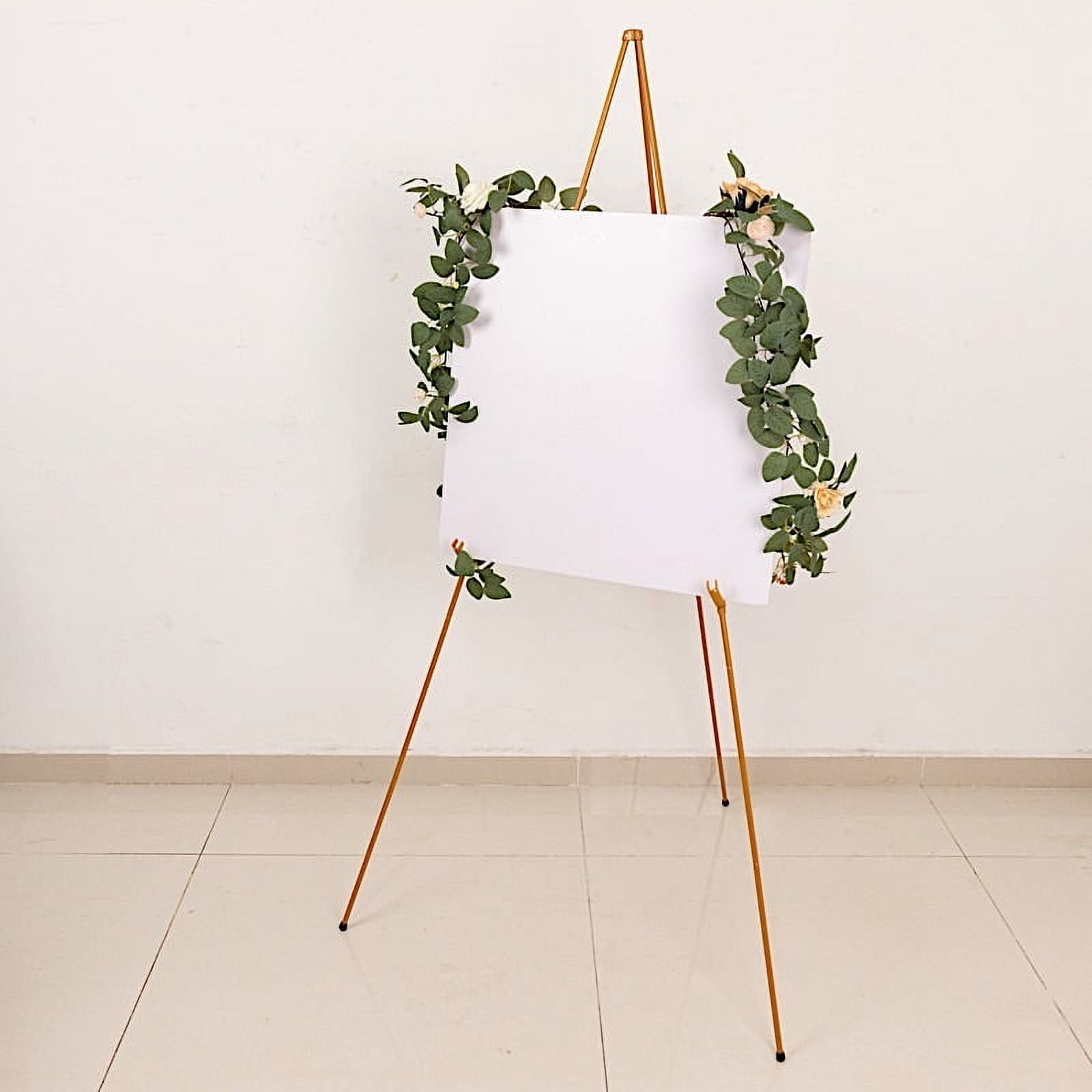 BalsaCircle 65" Gold Metal Easel Collapsible Tripod Stand Party Events Reception Decorations Supplies
