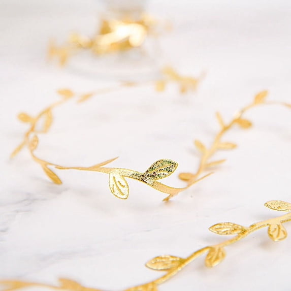 BalsaCircle 67 feet Gold Leaf Ribbon Trim Artificial Vines Craft Leaves