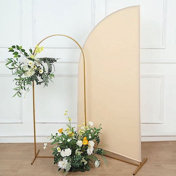 Balsa Circle 6x3 feet Matte Beige Fitted Spandex Half Moon Wedding Arch Backdrop Stand Cover Party Events Decorations