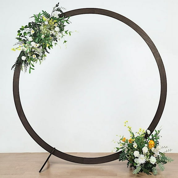 BalsaCircle 7.4 feet Dark Brown Natural Wood Round Backdrop Stand Wedding Arch Party Decorations Supplies