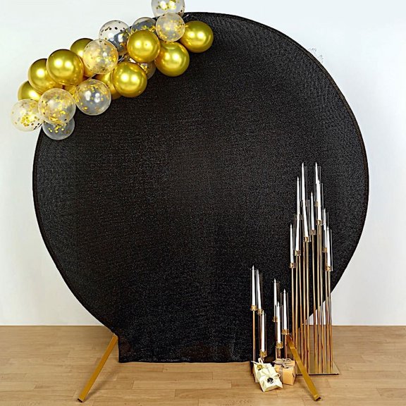 BalsaCircle 7.5 feet Black Metallic Glittered Spandex Round Backdrop Stand Cover Wedding Party Decorations