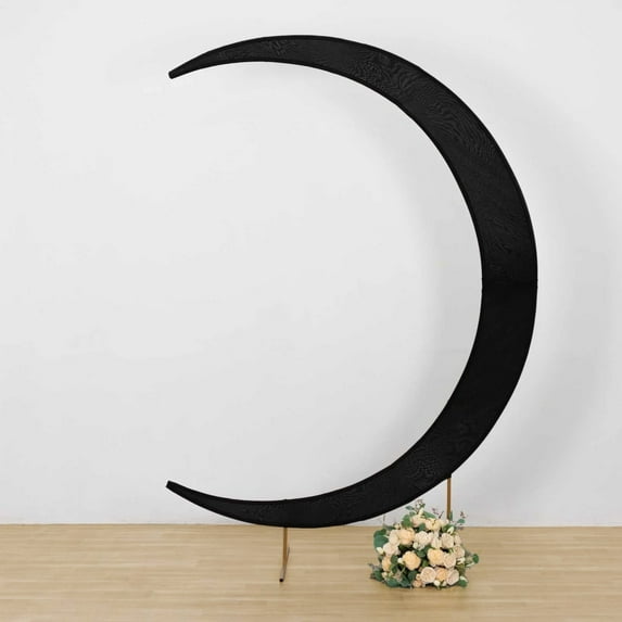 BalsaCircle 7.5 feet Black Half Crescent Moon Backdrop Stand Cover Spandex Fitted Wedding Arch Decorations Reception Photography