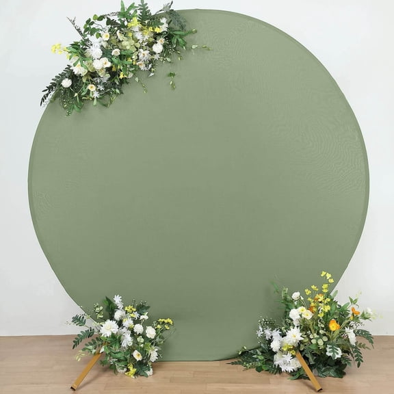 BalsaCircle 7.5 feet Dusty Green Fitted Spandex Round Wedding Backdrop Stand Cover Wedding Party Event