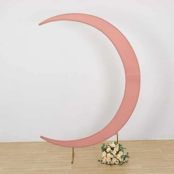 BalsaCircle 7.5 feet Dusty Rose Half Crescent Moon Backdrop Stand Cover Spandex Fitted Wedding Arch Decorations Reception Background