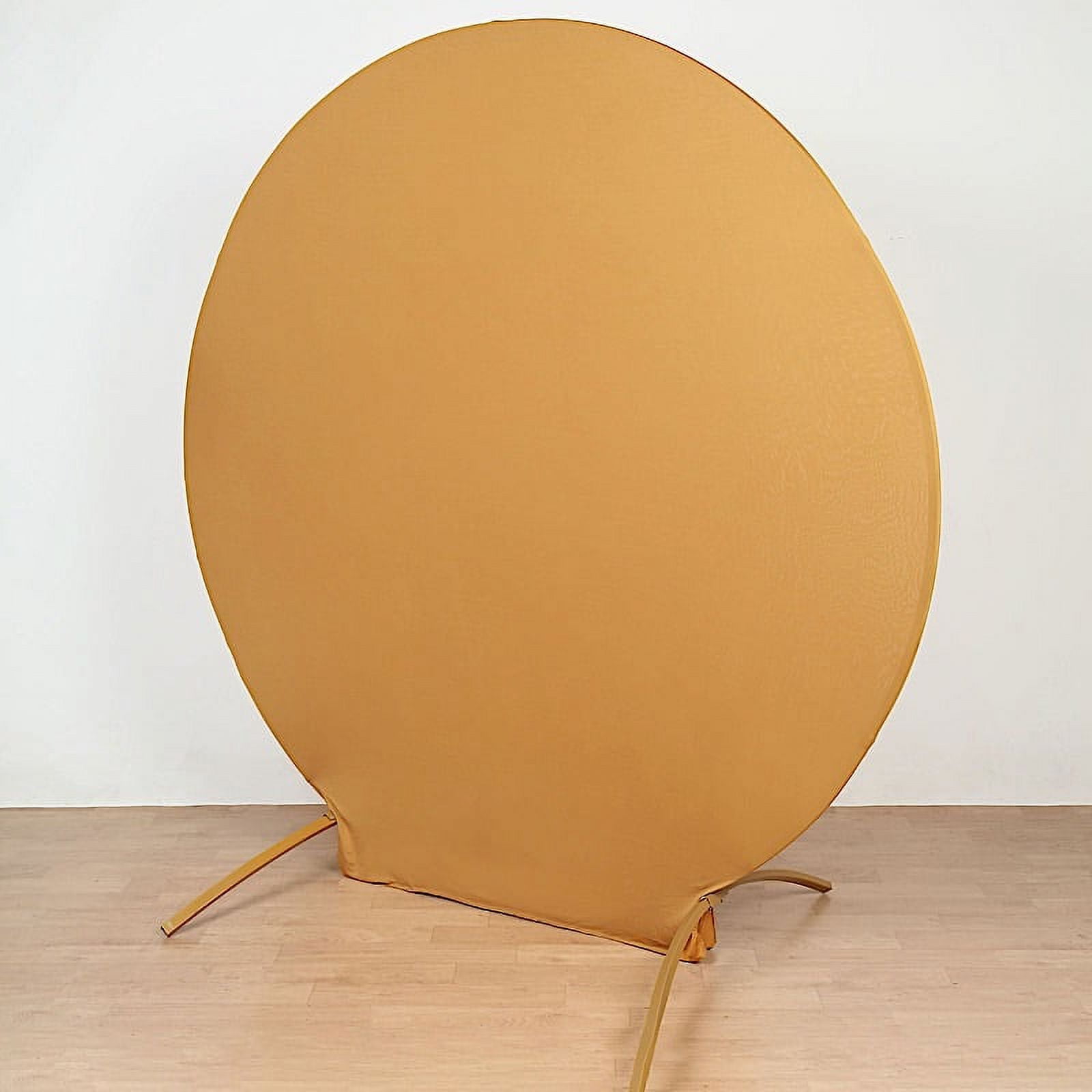 BalsaCircle 7.5 feet Gold Fitted Spandex Round Wedding Backdrop Stand ...