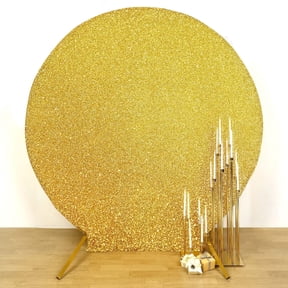 BalsaCircle 7.5 feet Gold Metallic Glittered Spandex Round Backdrop Stand Cover Wedding Party Decorations